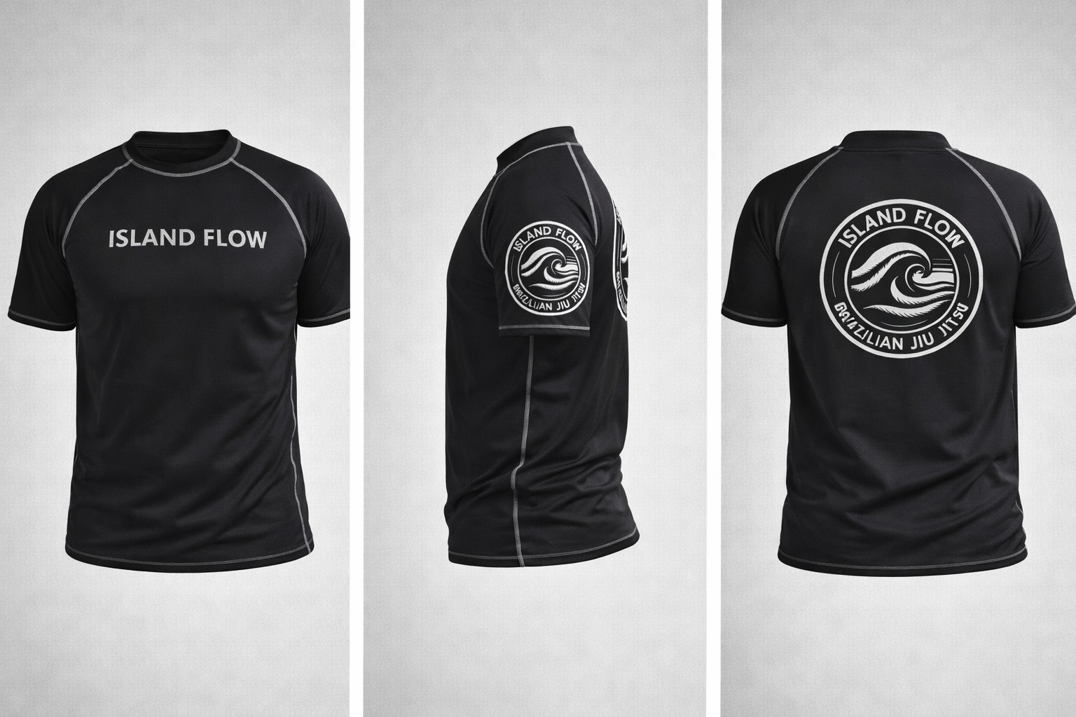 Island Flow BJJ black short sleeve rash guard