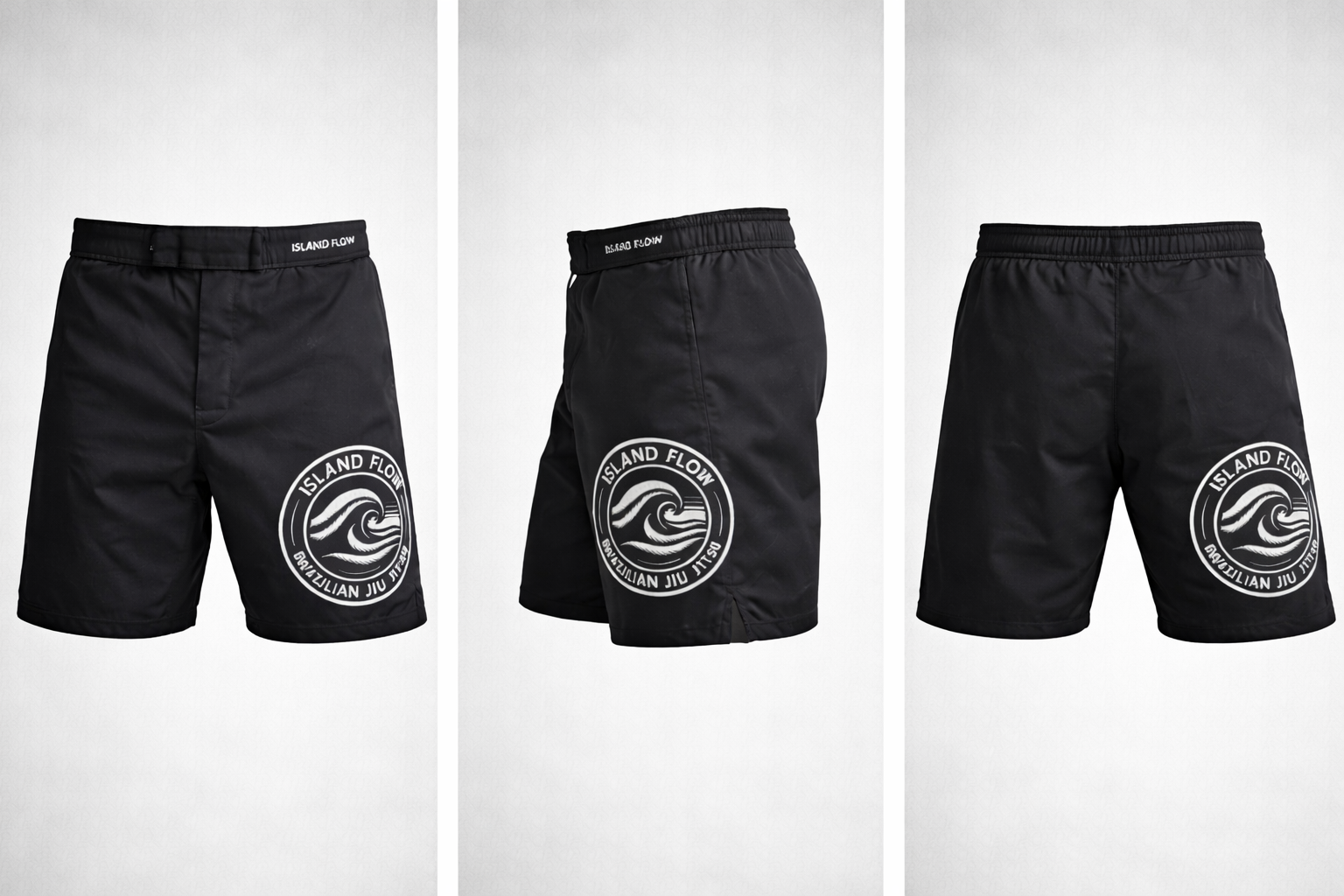 Island Flow Brazilian Jiu-Jitsu black grappling shorts