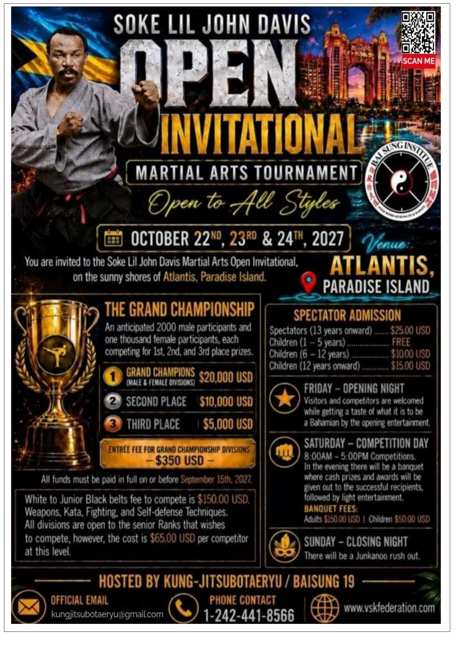 Soke Lil John Davis Open Invitational Martial Arts Tournament 2027 Bahamas